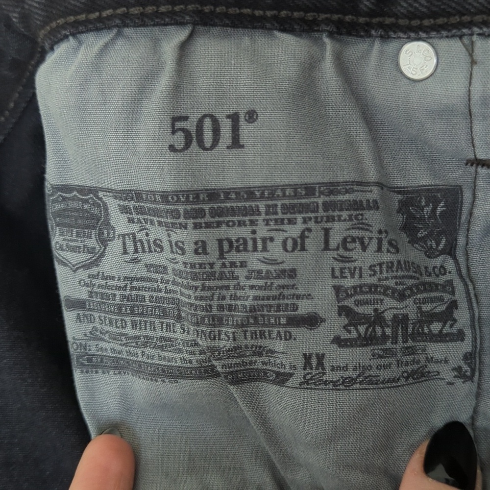 Levi's 501 Classic Distressed High Rise Cut Off Button Fly Jean Shorts Black 29 - Picture 4 of 13